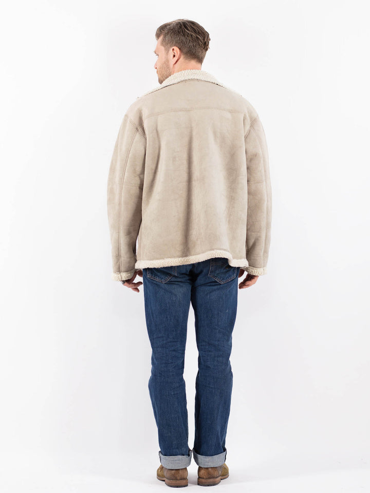 Vintage 00's Men Faux Sheepskin Jacket in GrayZ1560