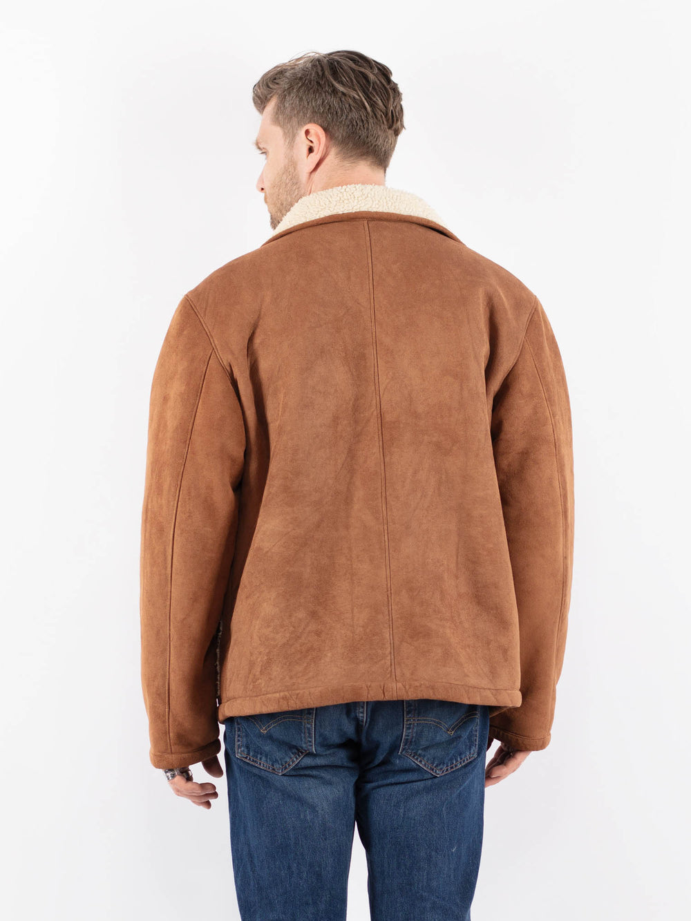 Vintage 90's Men Faux Sheepskin in BrownZ1562