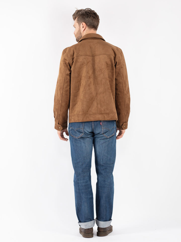 Vintage 90's Men Suede Jacket in Brown