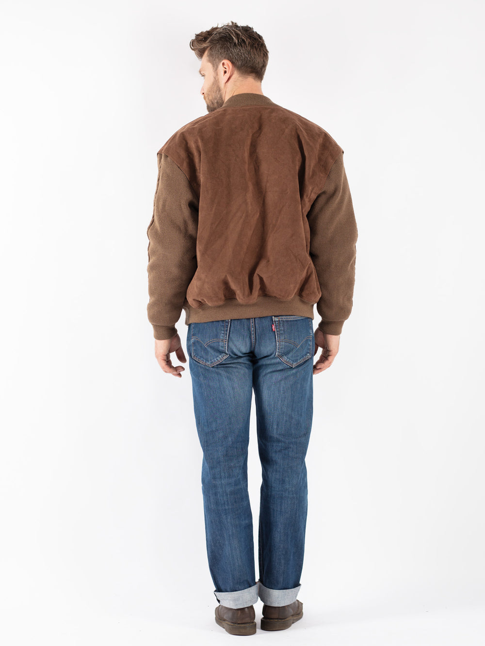 Vintage 90's Men Suede Jacket in Brown