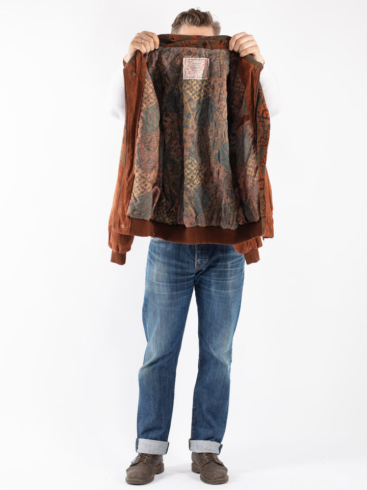 Vintage 90's Men Suede Jacket in Brown