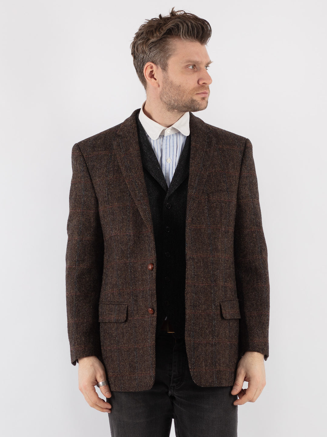 Vintage 90's Men Harris Tweed Jacket in Brown - NorthernGrip