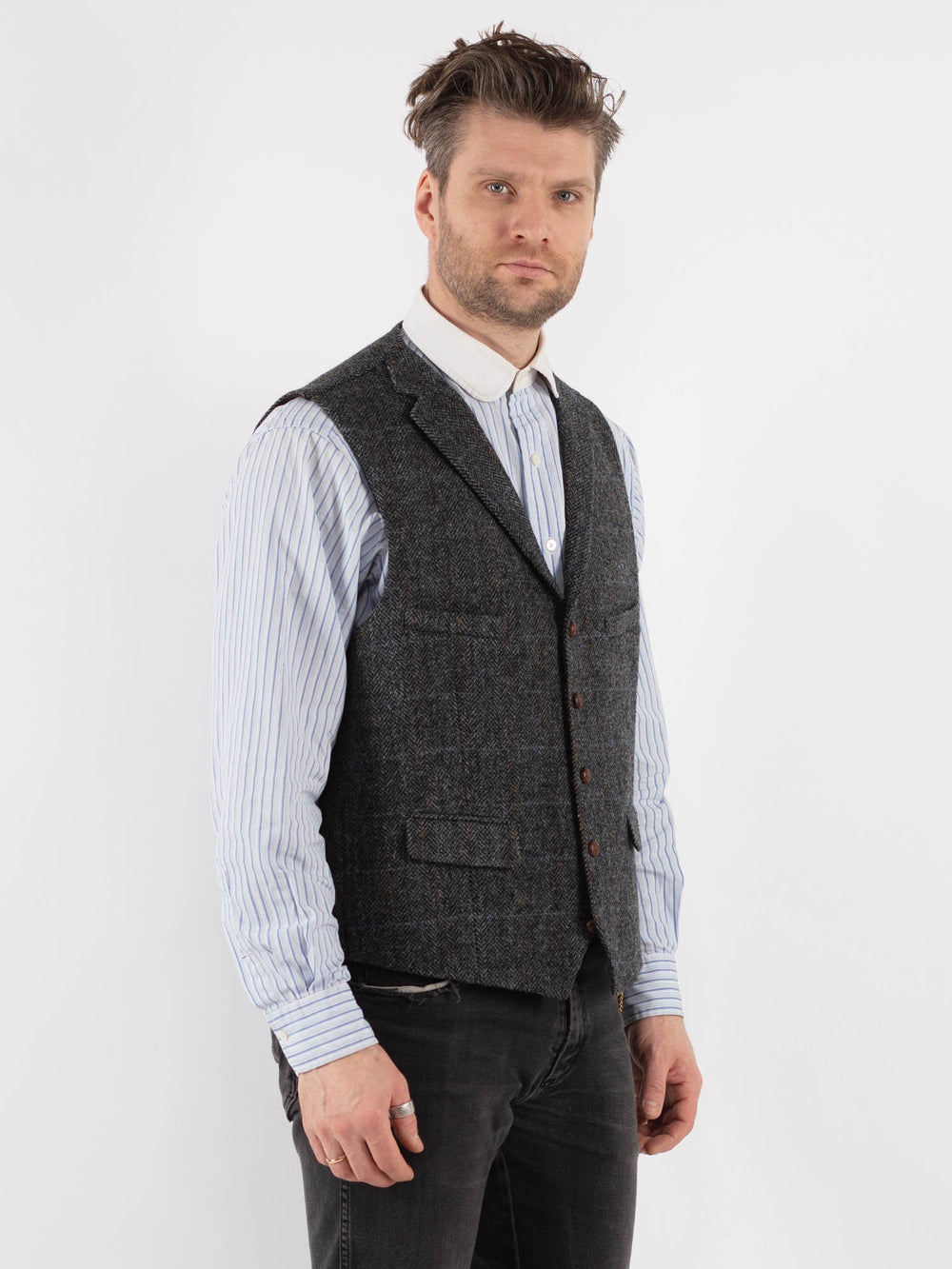 Vintage 90's Men Harris Tweed Vest in Gray - NorthernGrip