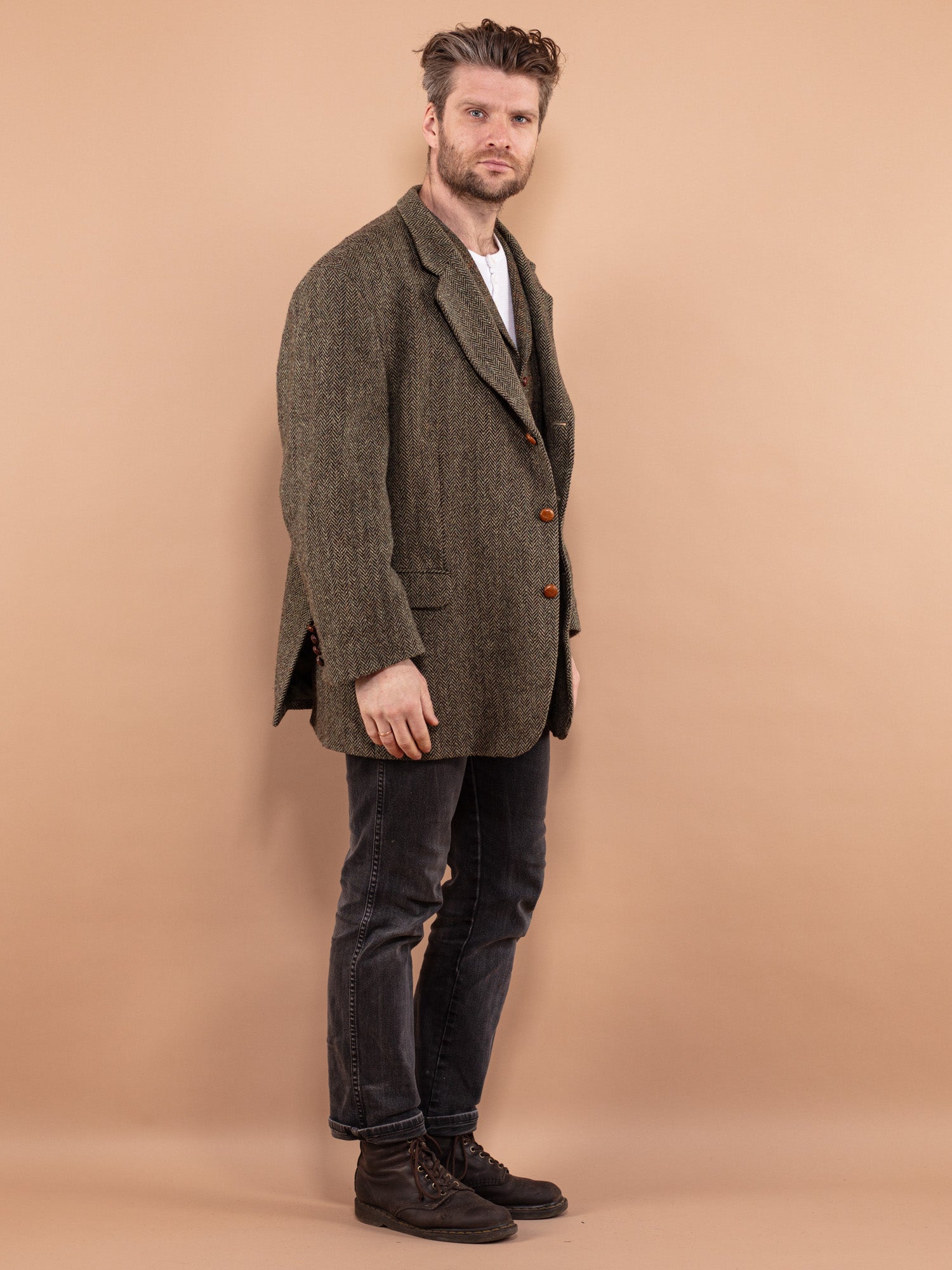 Online Vintage Store | 90's Men Harris Tweed Blazer Jacket