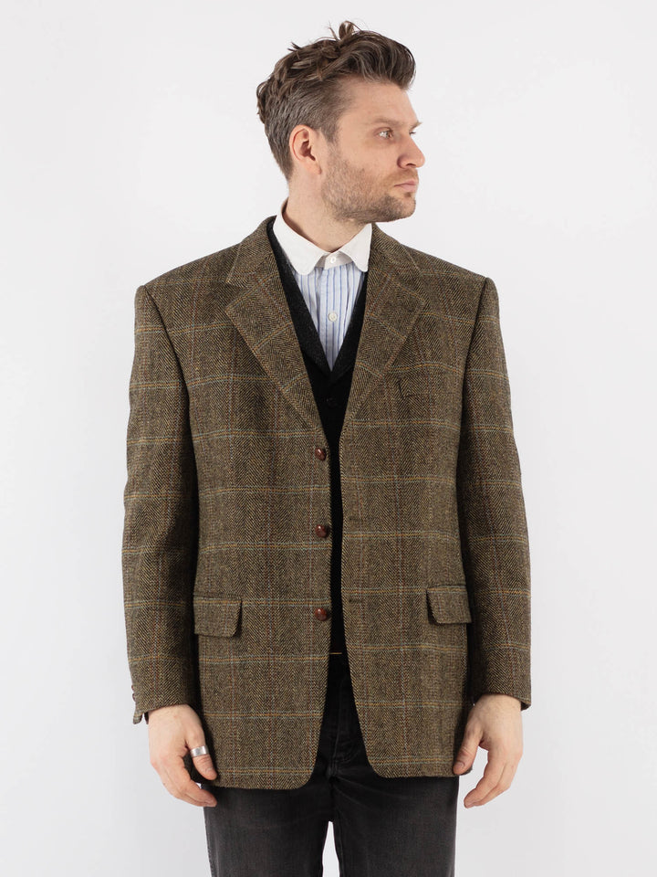 Vintage 90's Men Harris Tweed Jacket in Green - NorthernGrip