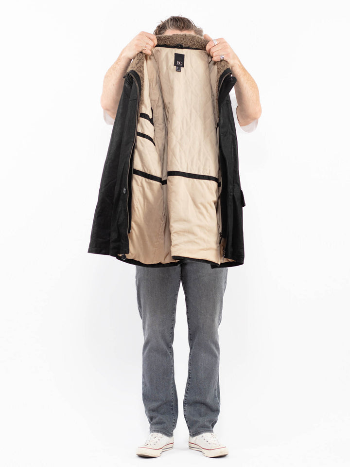 Vintage 90's Men Leather Coat in BlackZ1920