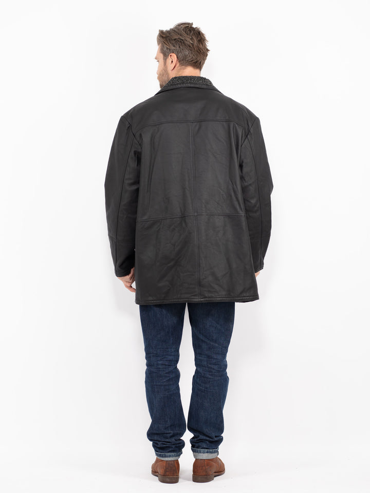 Vintage 90's Men Leather Coat in BlackZ2727