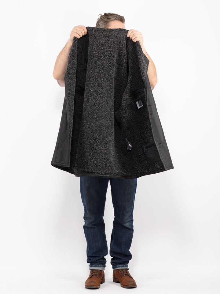 Vintage 90's Men Leather Coat in BlackZ2727