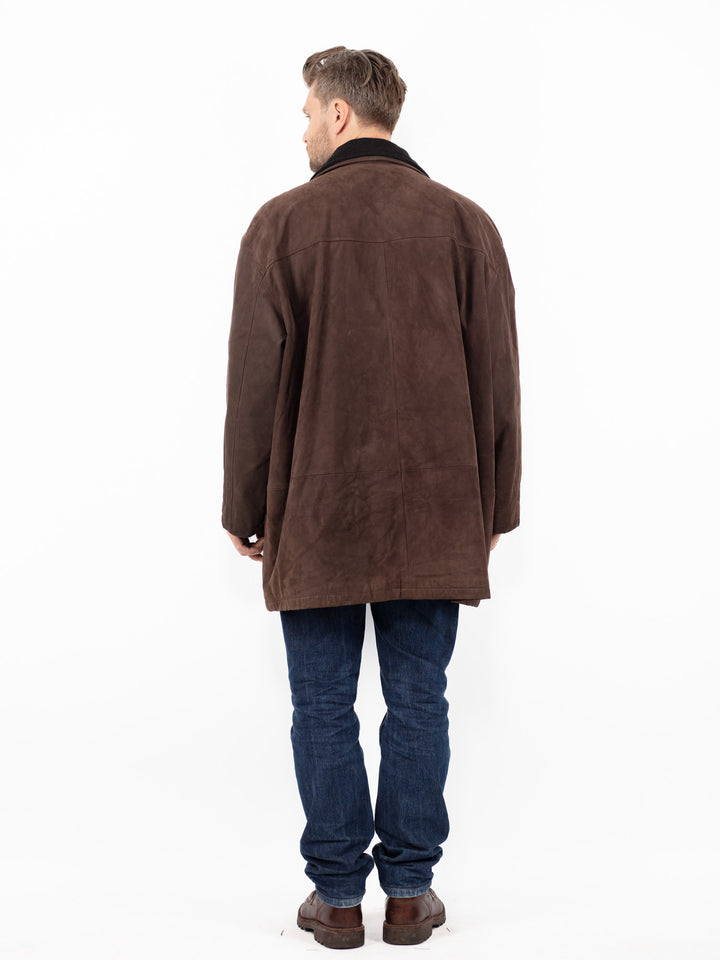 Vintage 90's Men Leather Coat in Brown