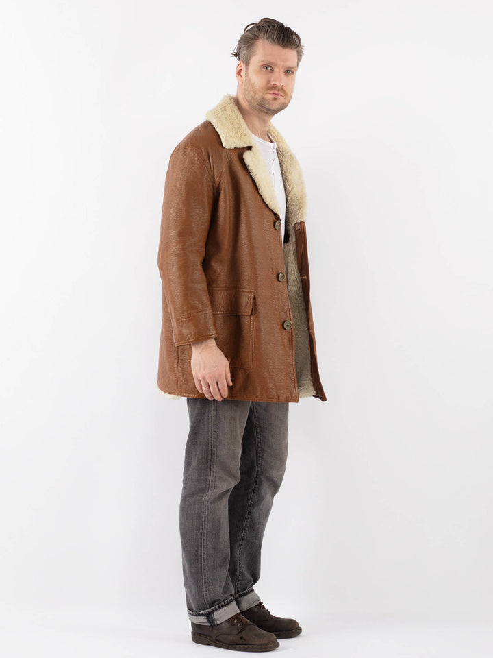 Vintage 90's Men Leather Coat in BrownZ1113