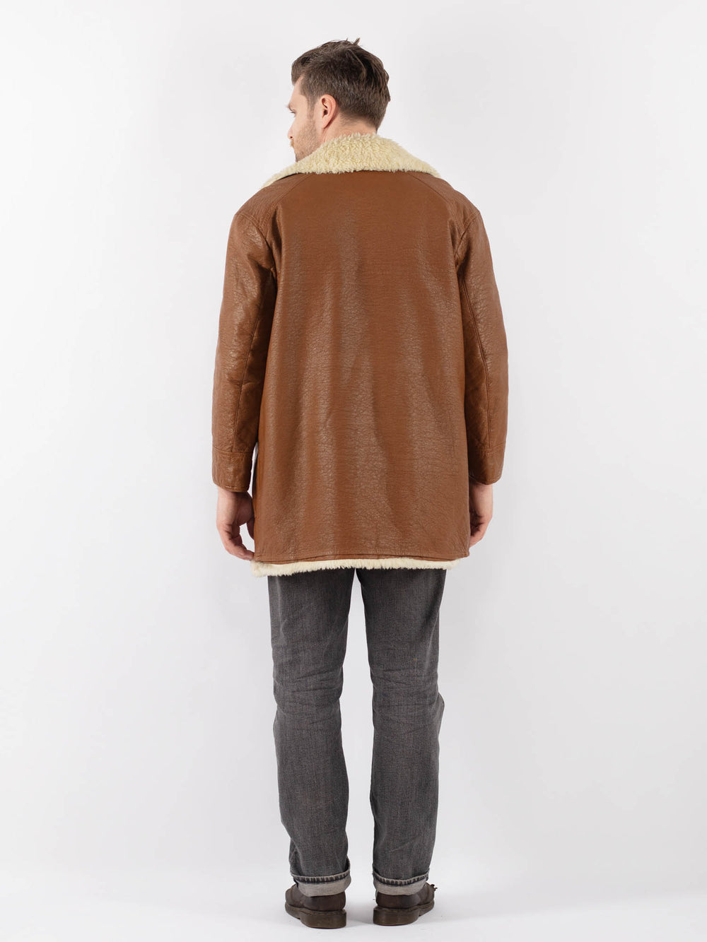 Vintage 90's Men Leather Coat in BrownZ1113