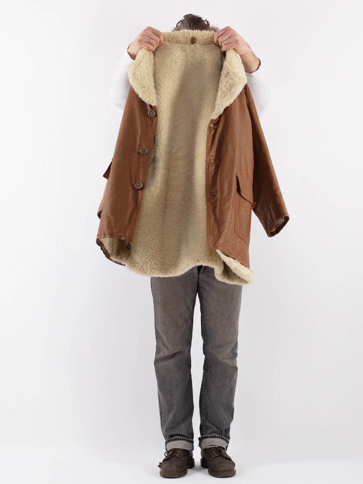 Vintage 90's Men Leather Coat in BrownZ1113