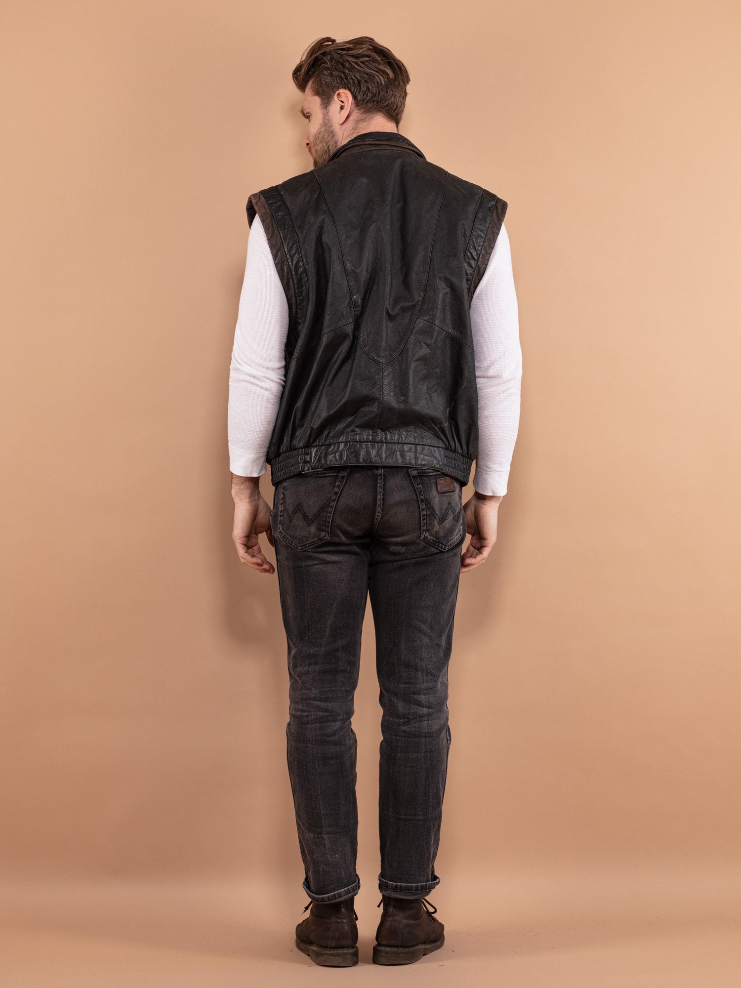 Online Vintage Store | 90's Men Leather Vest | Northern Grip