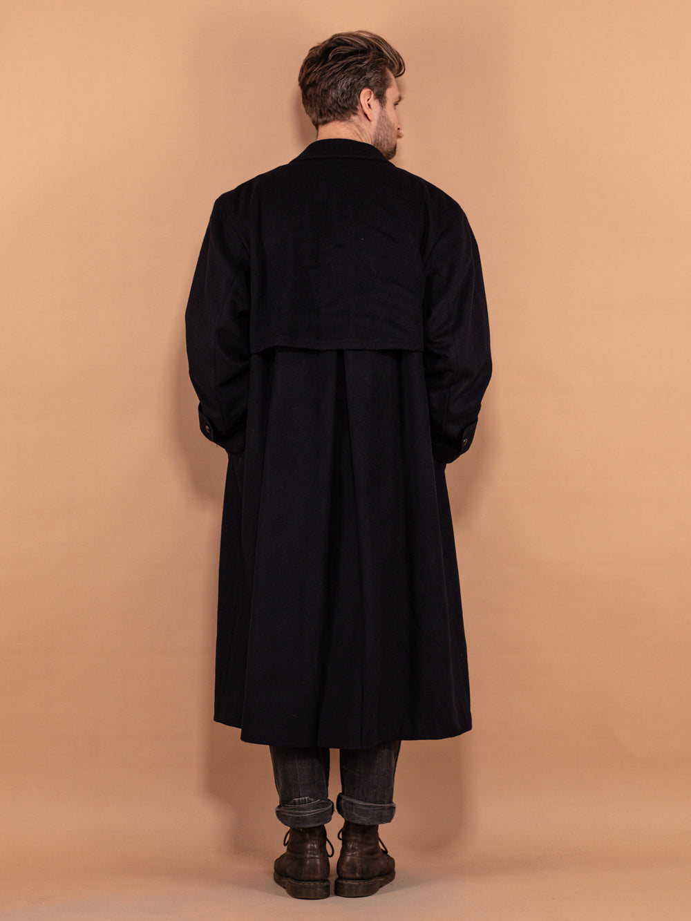 Vintage 90's Men Loden Wool Blend Coat in Blue - NorthernGrip