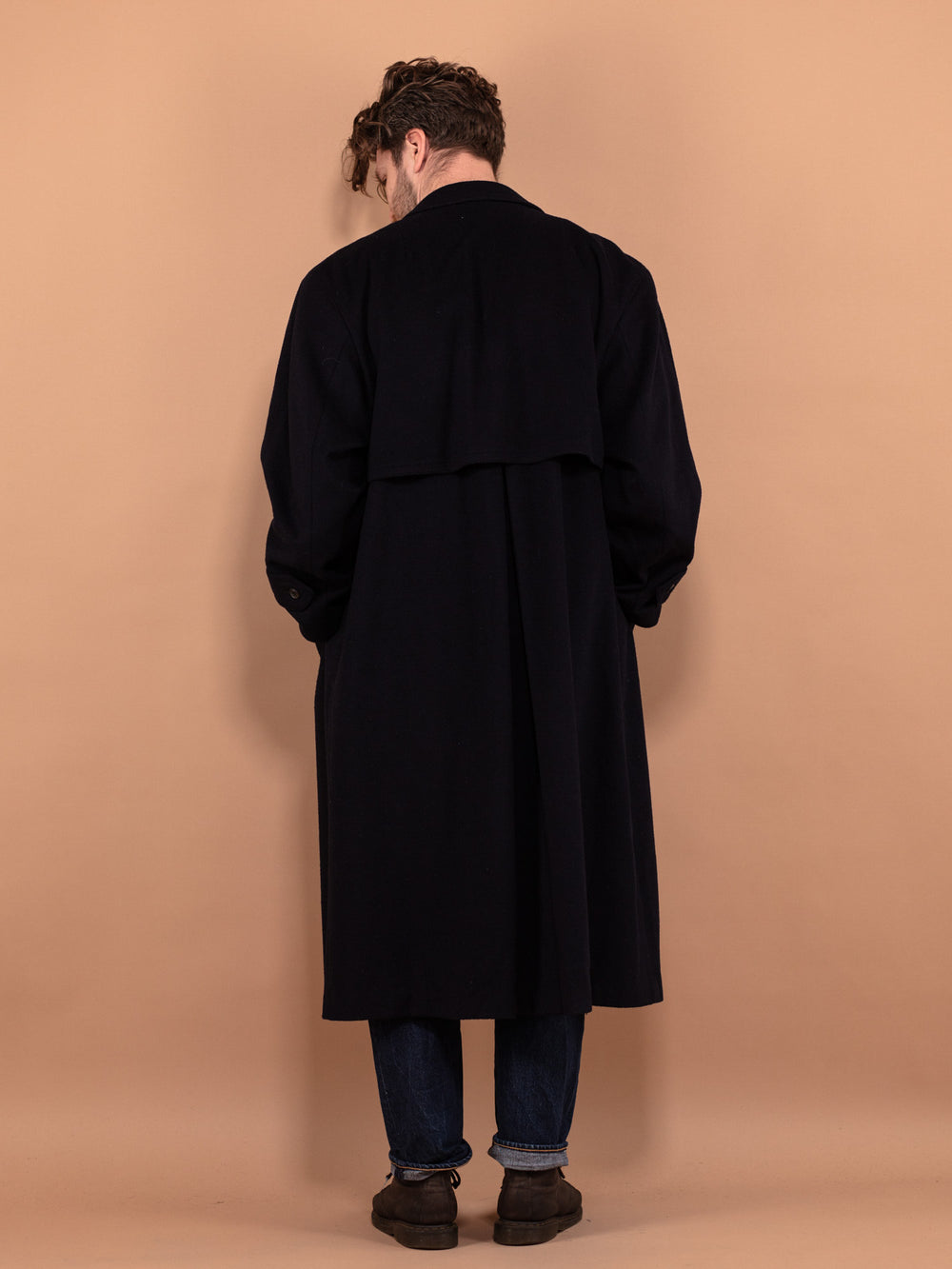 Vintage 90's Men Loden Wool Blend Coat in Blue - NorthernGrip