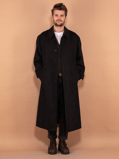 Loden Wool Long Coat 90's, Size XL Large, Vintage Wool Coat, Classic Gray Coat, Spring Wool Coat, Peaky Blinders Coat, Made in Austria