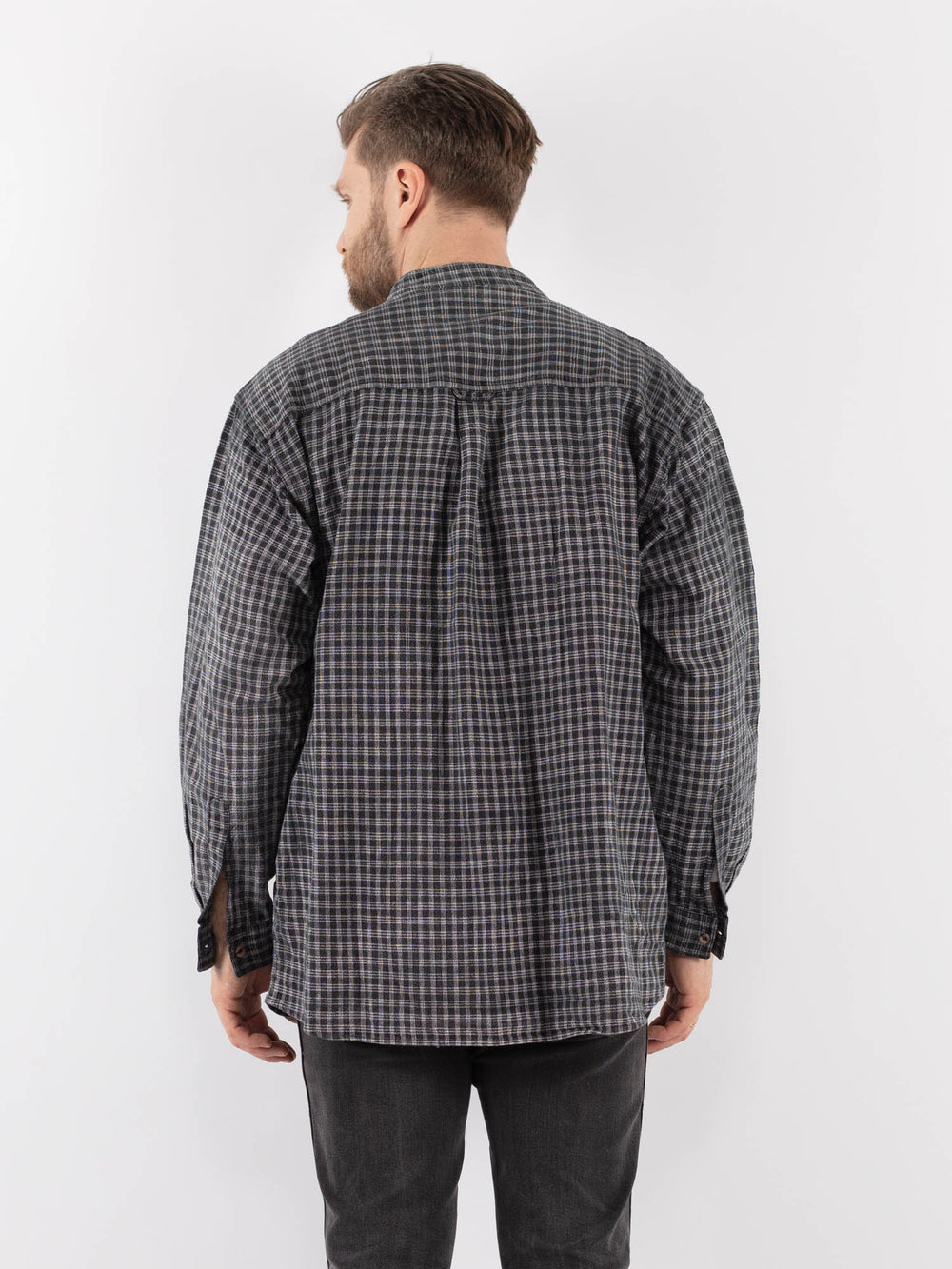 Vintage 90's Men Plaid Flannel Shirt in GrayZ975