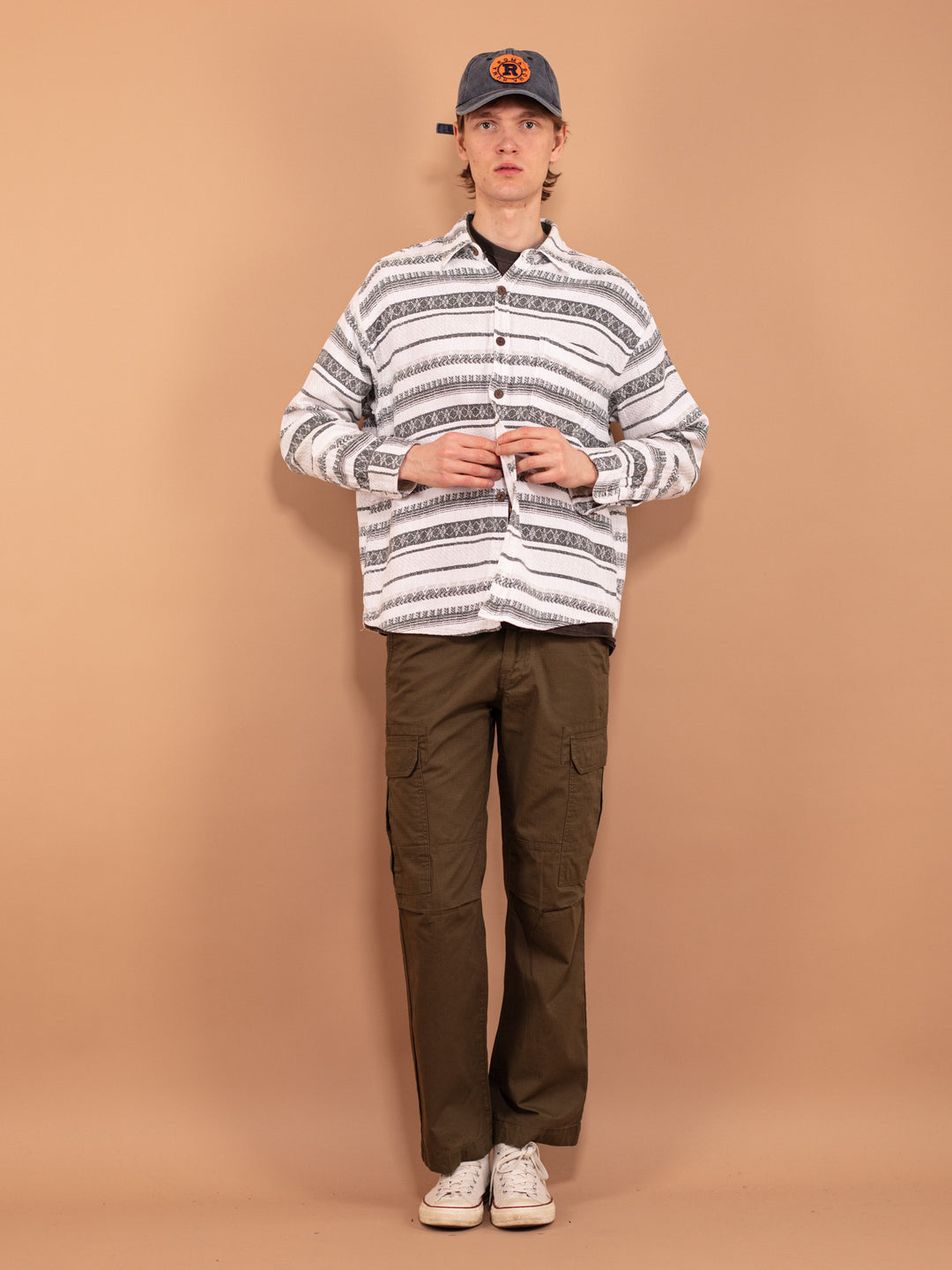 Vintage 90's Men Striped Long Sleeve Shirt