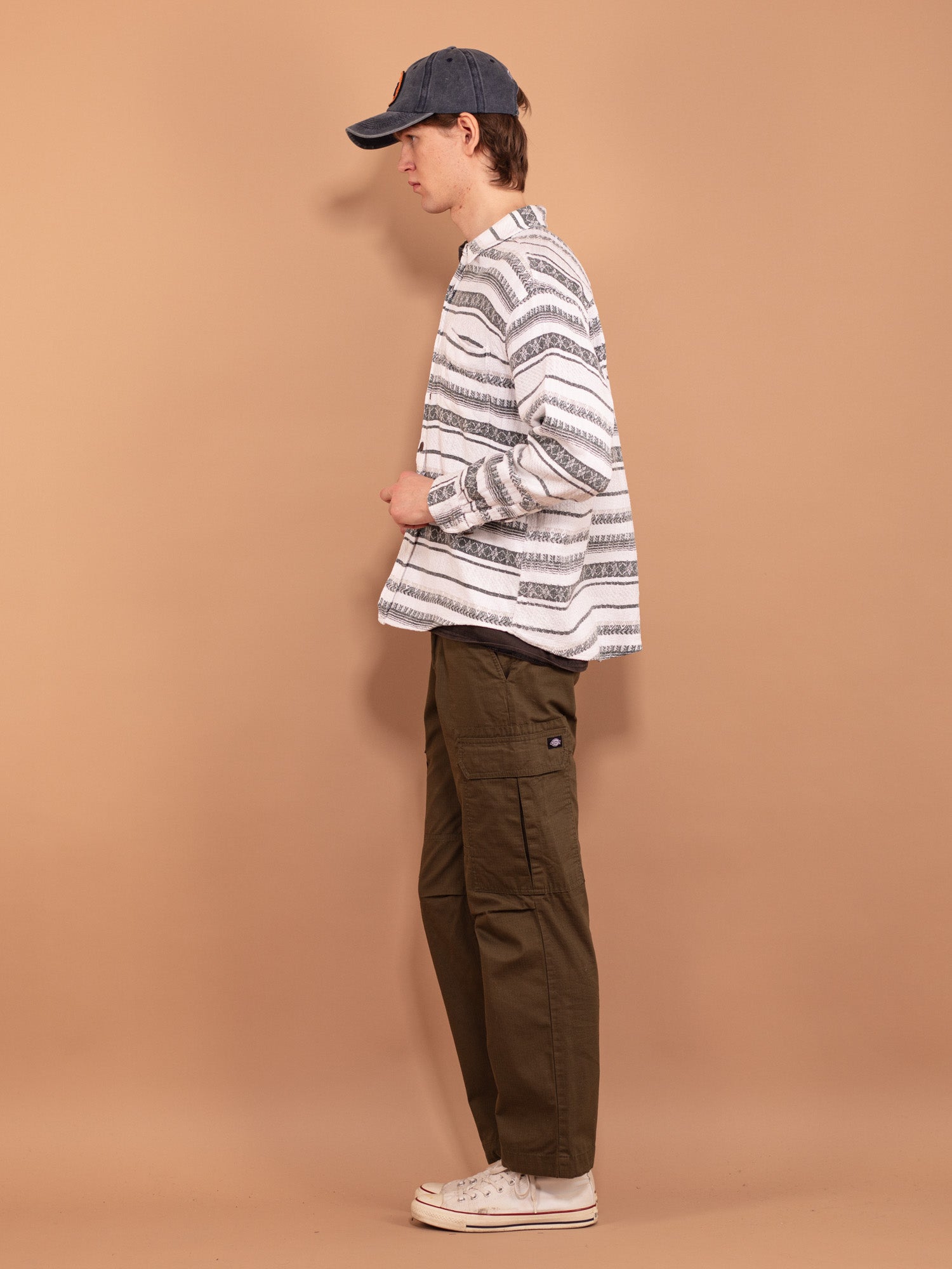 c-boy style 90's stripe shirt × leather Vintage 90's Men Striped Long Sleeve Shirt – NorthernGrip
