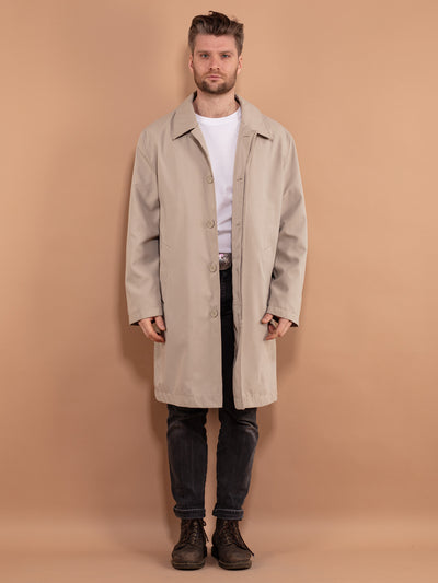 Men's Mac Coat, Size L Mac Overcoat, Single Breasted Coat, Spring Layering Coat, Retro Mac Coat, Commuter Coat, Minimalist Outerwear