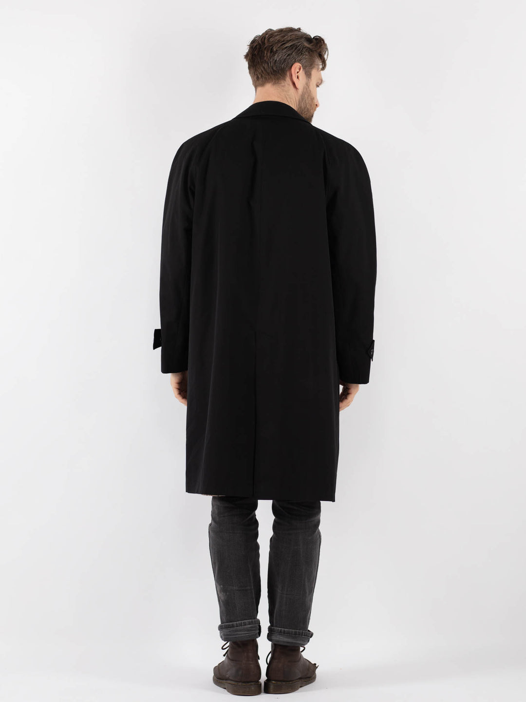Vintage 90's Men Trench Coat in Black