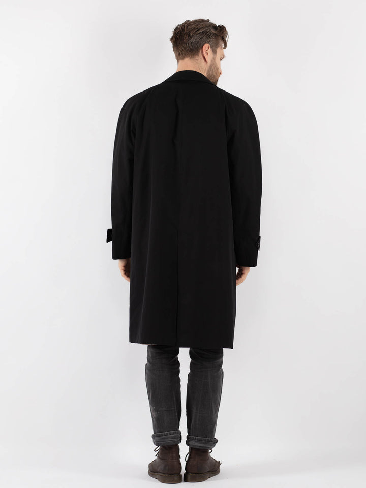 Vintage 90's Men Trench Coat in Black