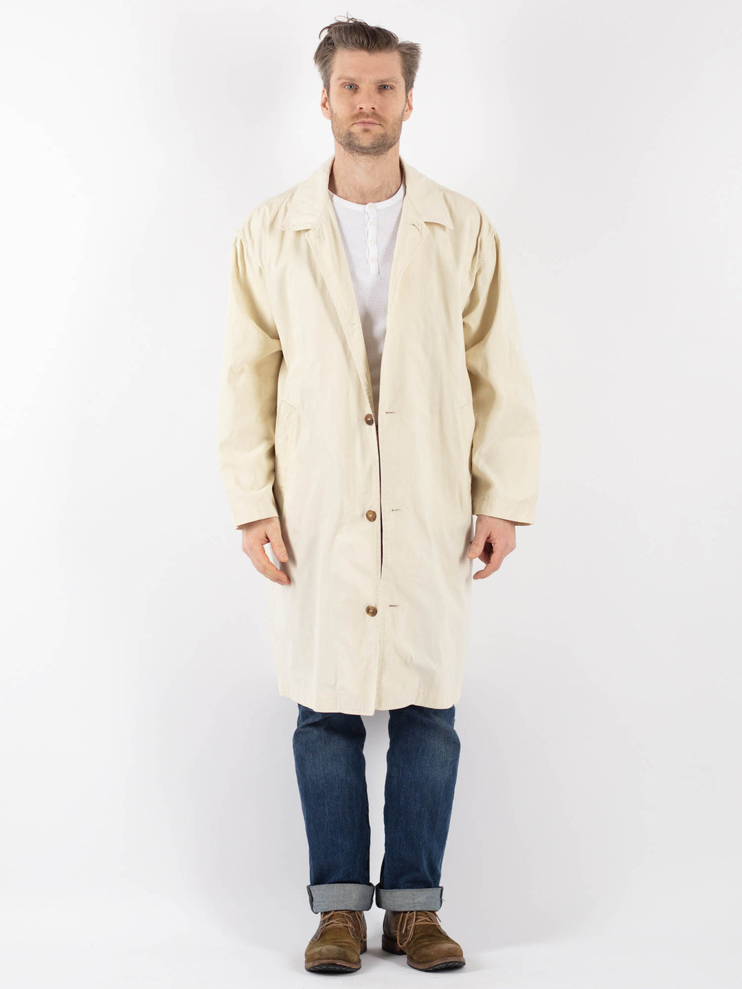 Vintage 90's Men Mac Coat in BeigeZ1215