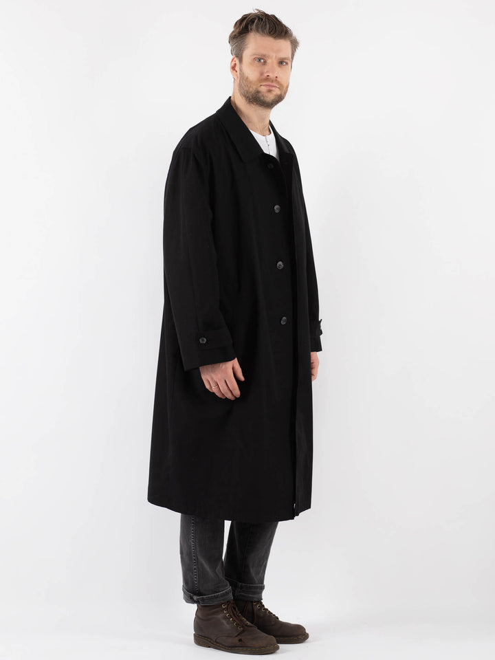 Vintage 90's Men Trench Coat in Black