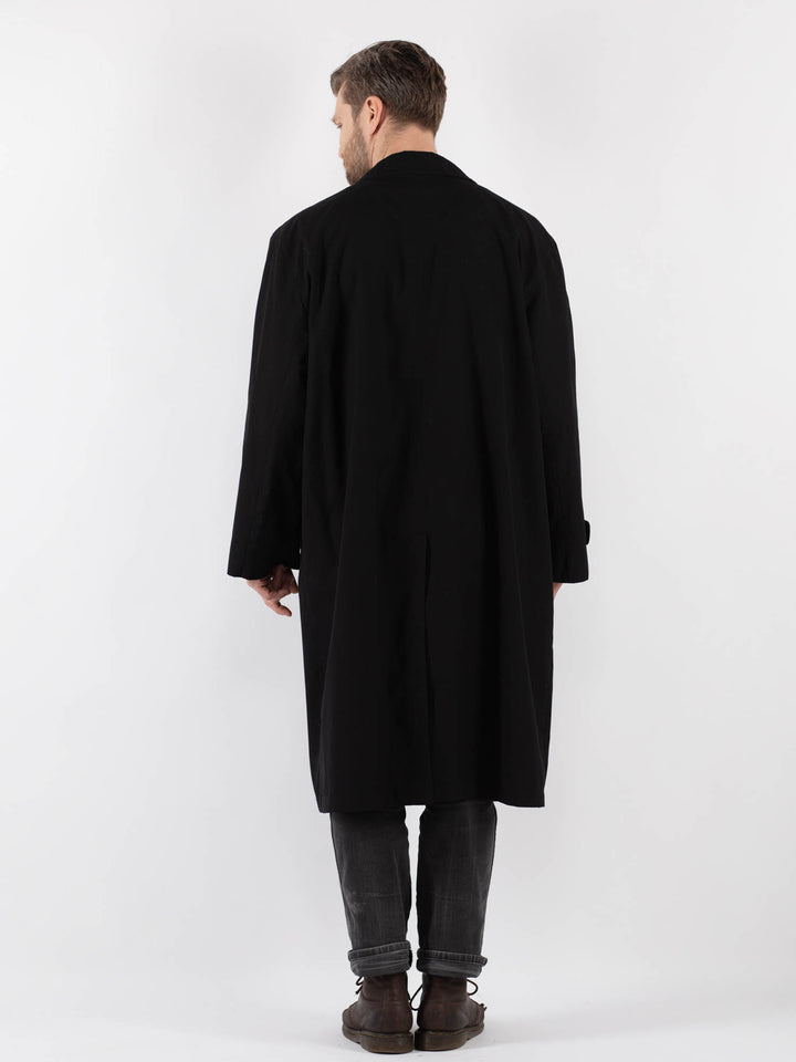 Vintage 90's Men Trench Coat in Black