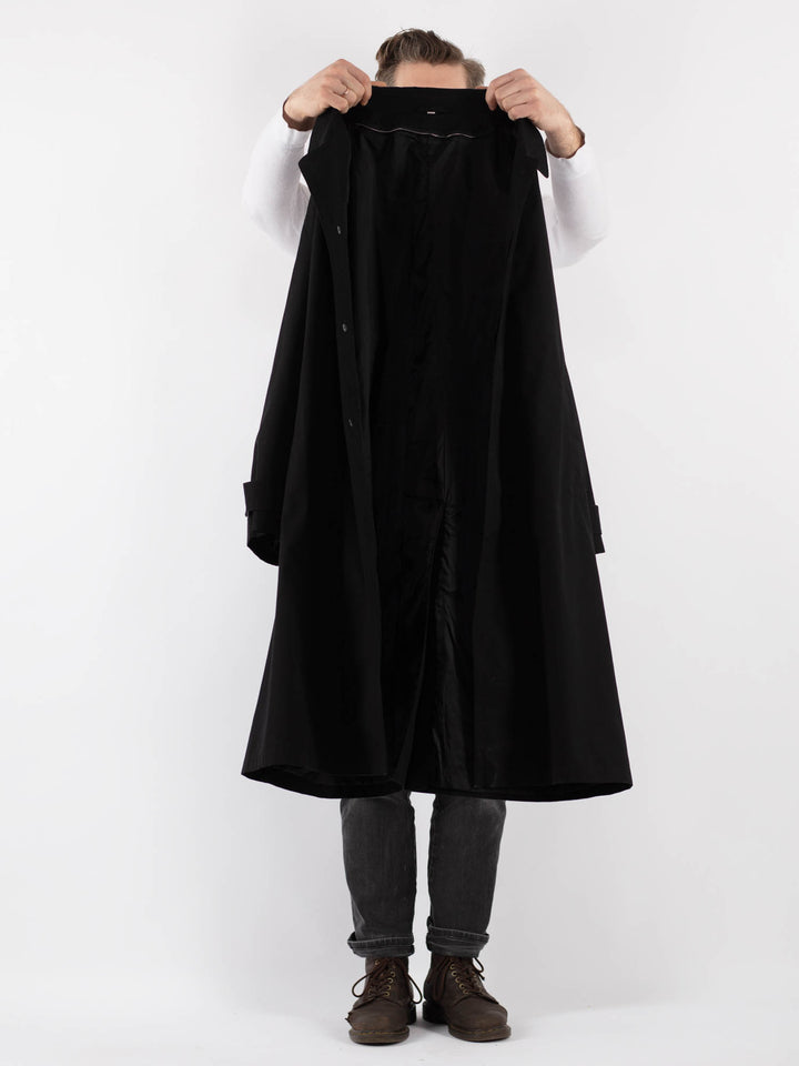 Vintage 90's Men Trench Coat in Black