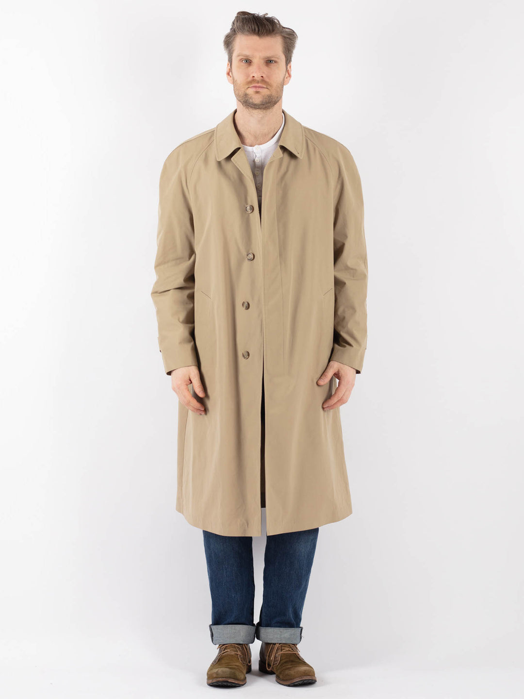 Vintage 90's Men Mac Coat in BeigeZ1222