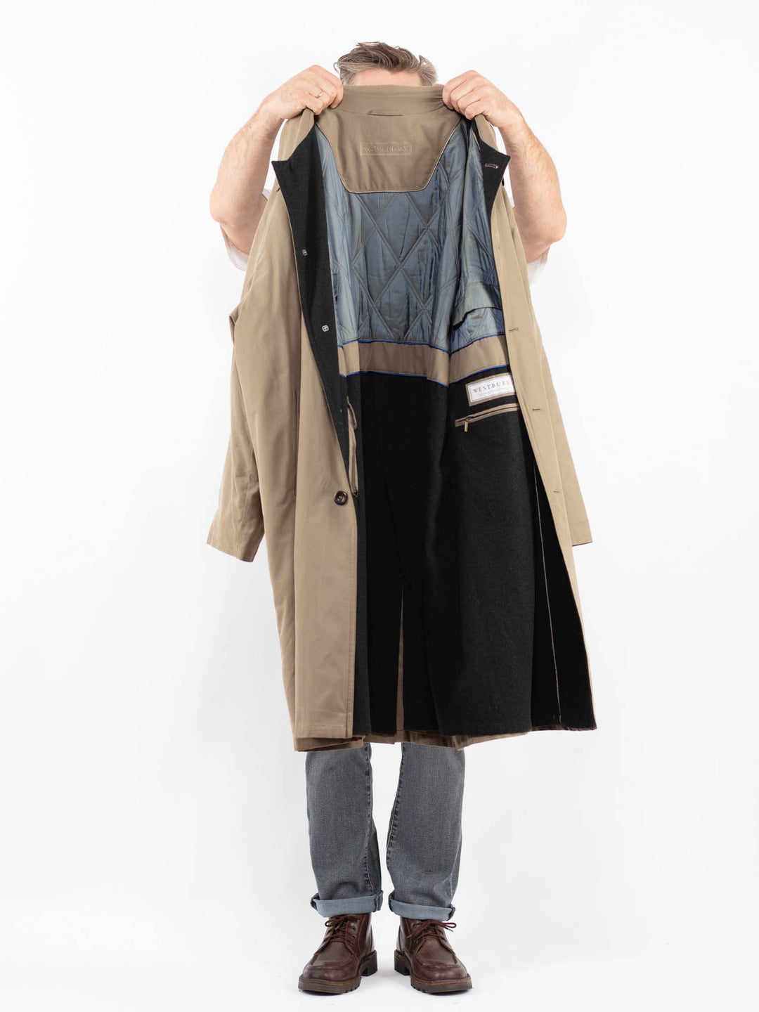 Vintage 90's Men Mac Coat in BeigeZ2314