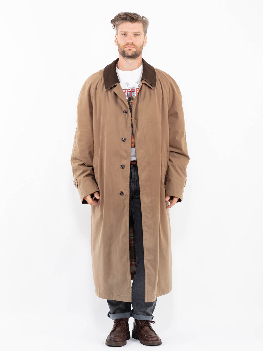 Vintage 90's Men Mac Coat in BeigeZ2316