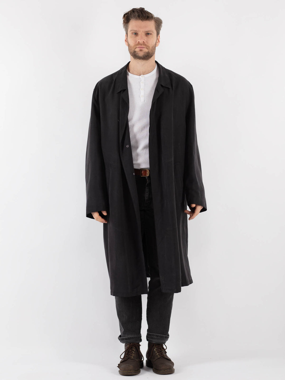 Vintage 90's Men Trench Coat in Gray