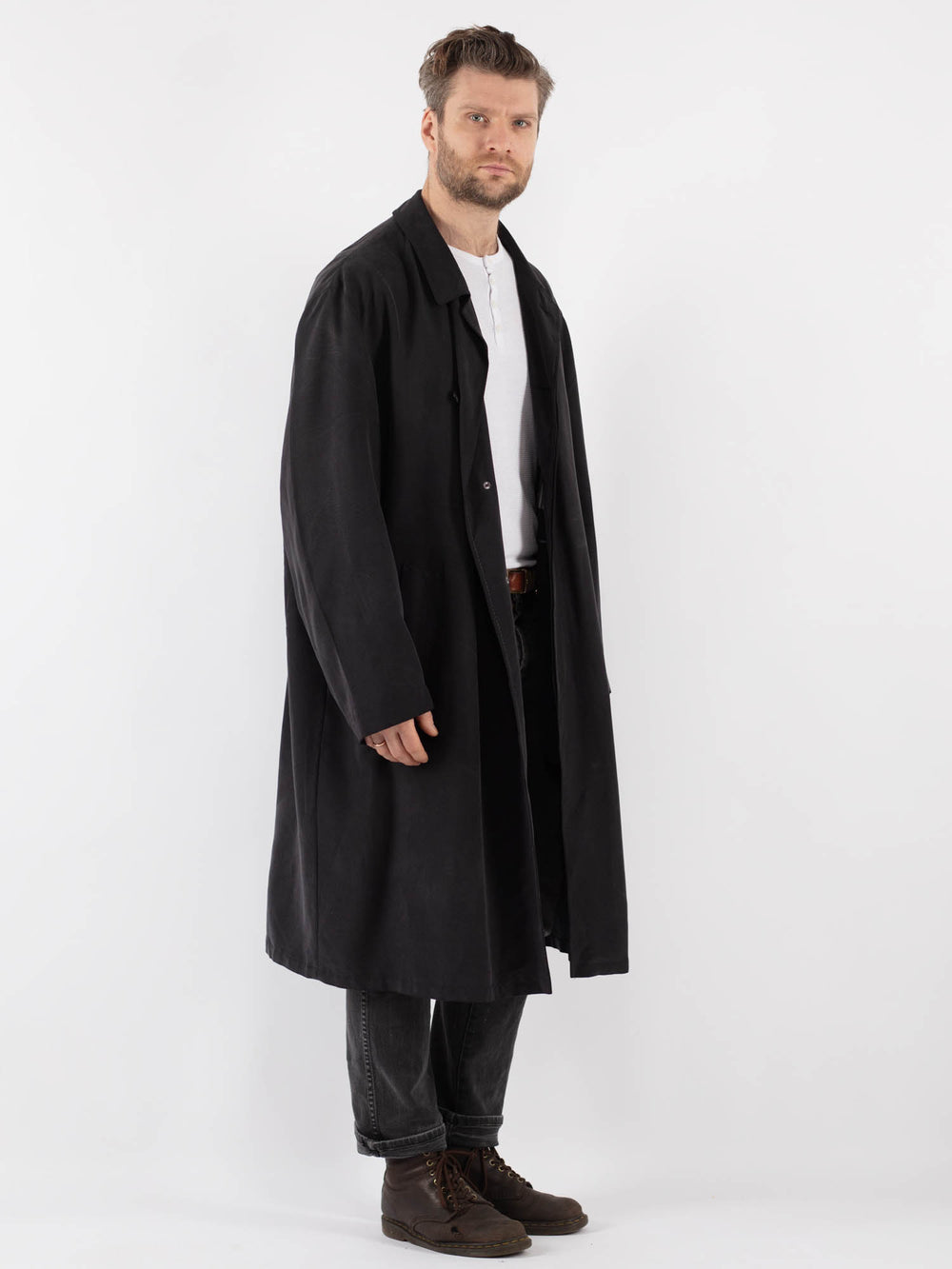 Vintage 90's Men Trench Coat in Gray