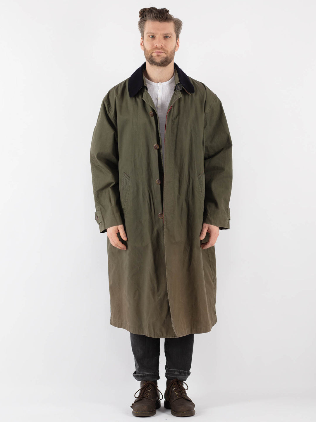 Vintage 90's Men Trench Coat in Green