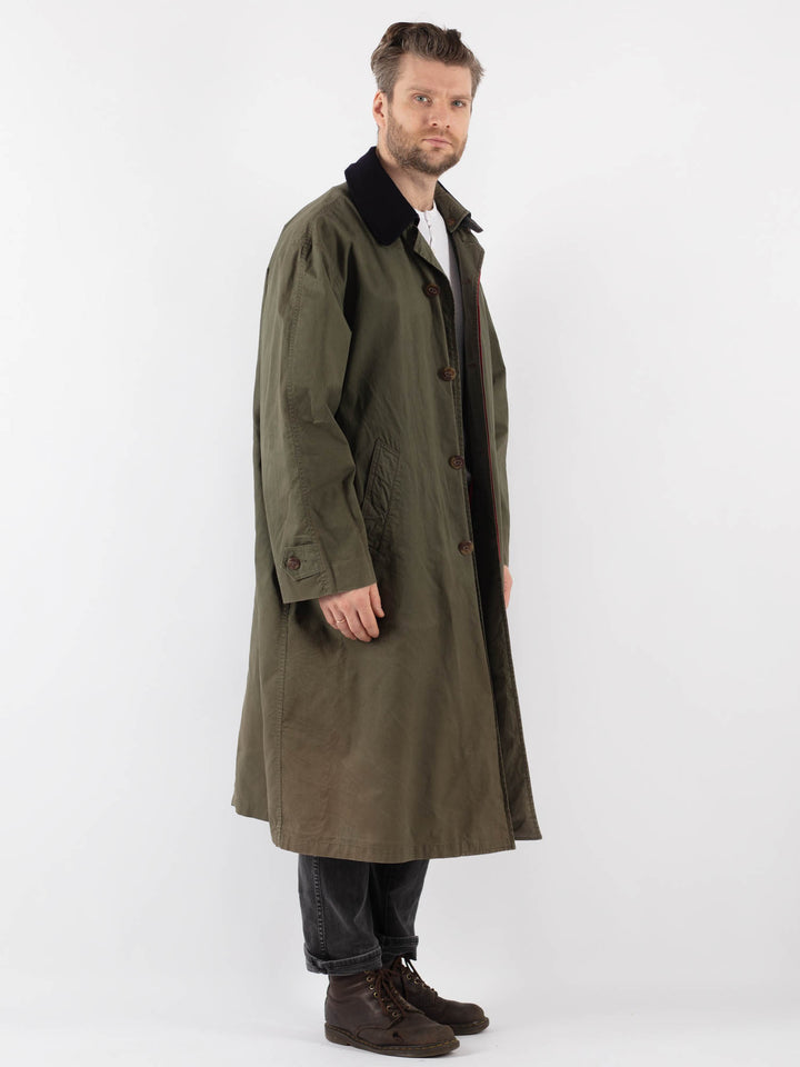 Vintage 90's Men Trench Coat in Green