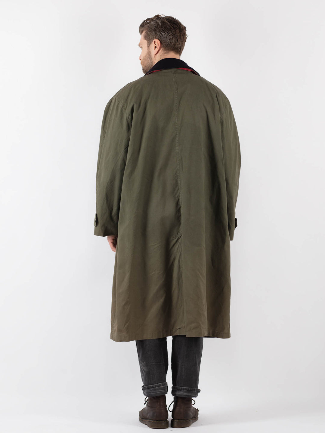 Vintage 90's Men Trench Coat in Green