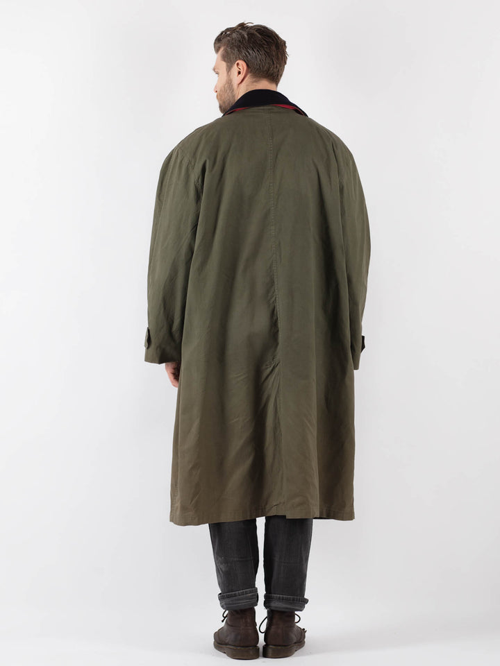 Vintage 90's Men Trench Coat in Green