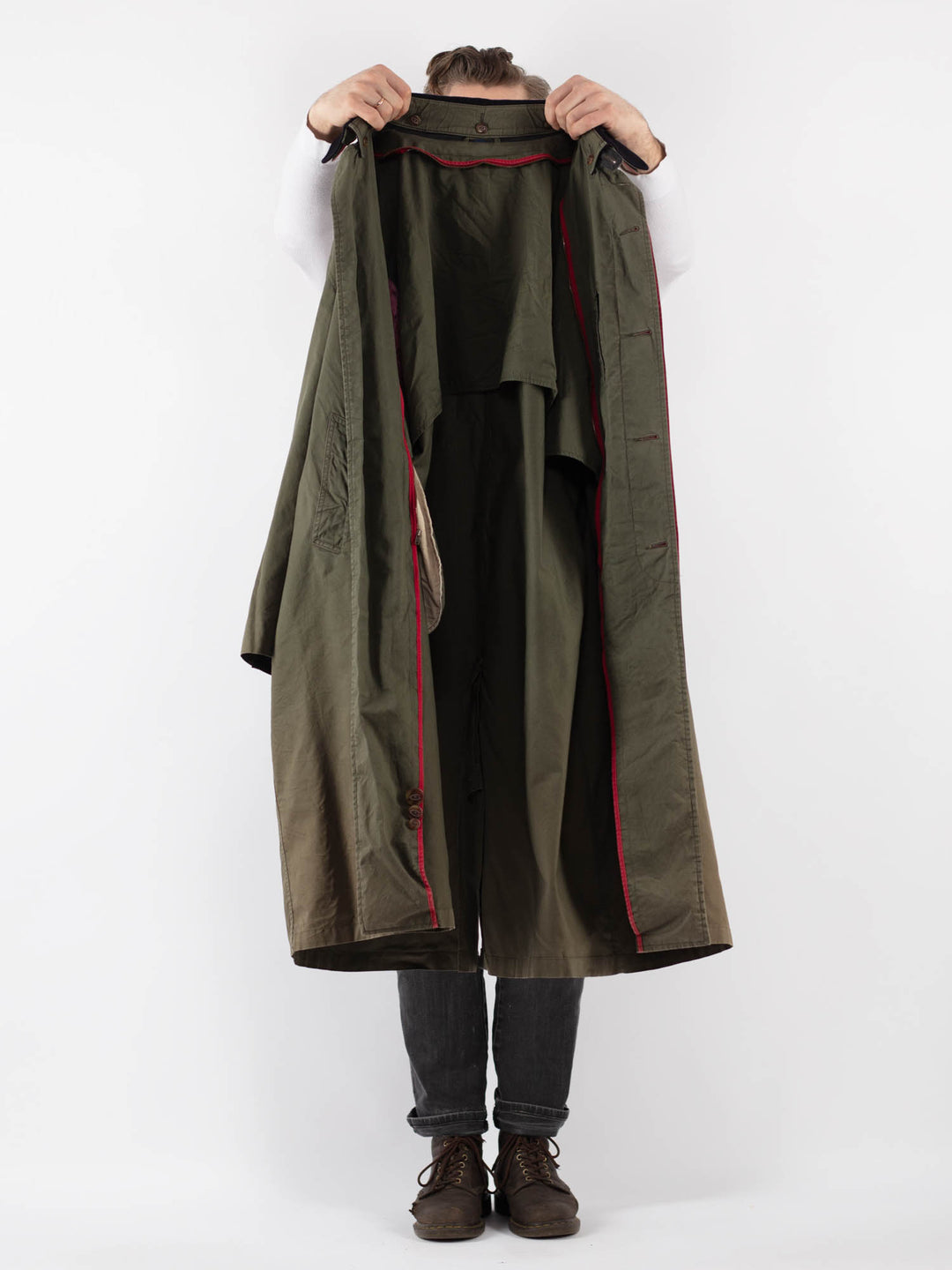 Vintage 90's Men Trench Coat in Green