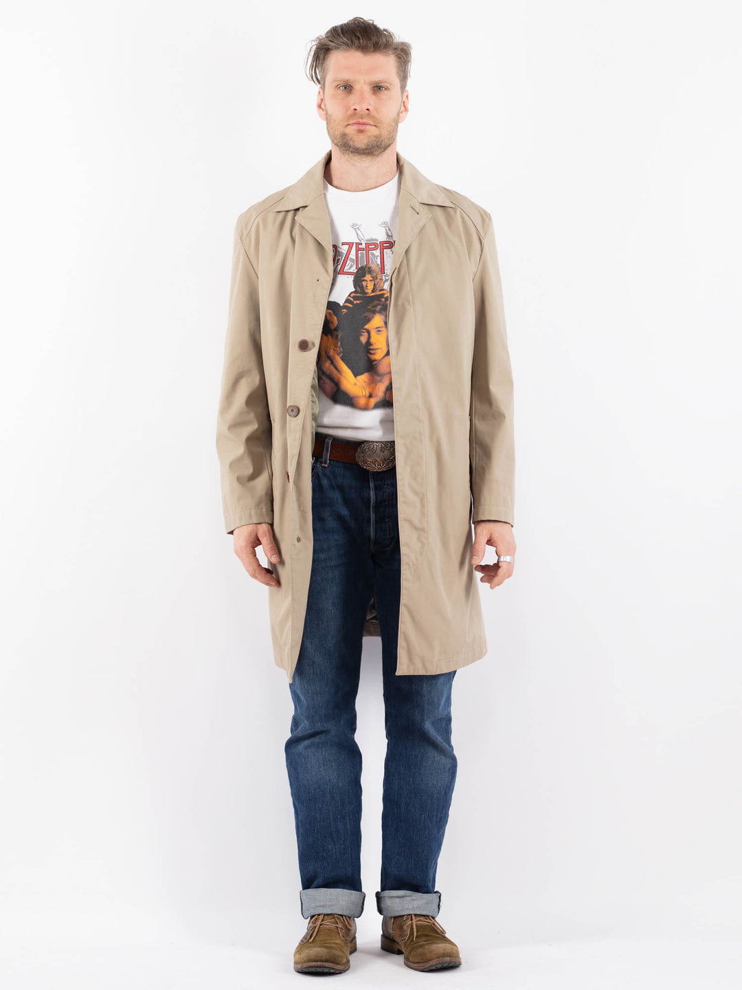Vintage 90's Men Mac Coat in BeigeZ1499