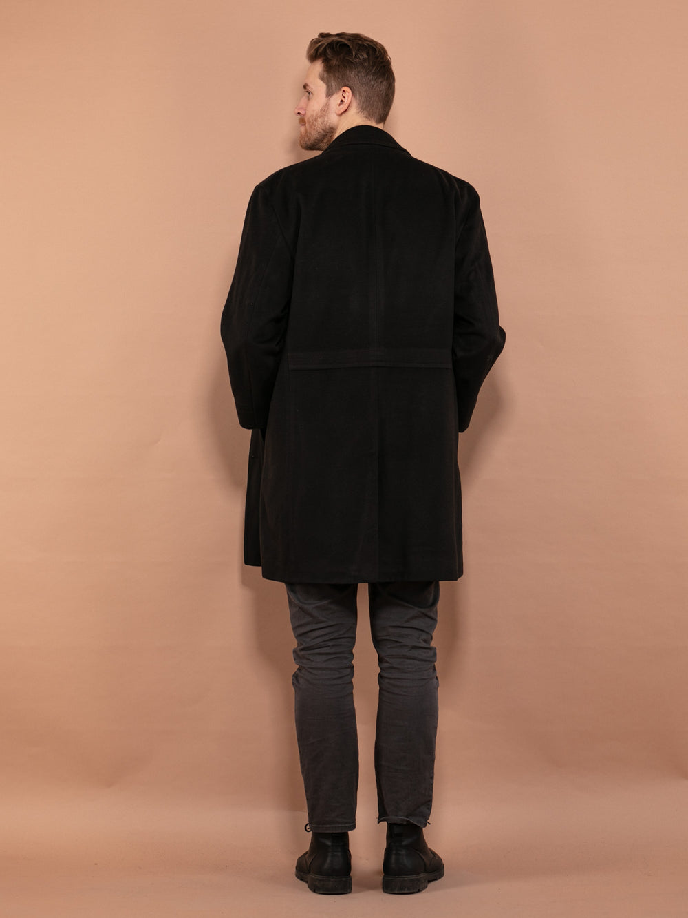 Vintage 90's Men Wool Blend Coat in Green Brown - NorthernGrip