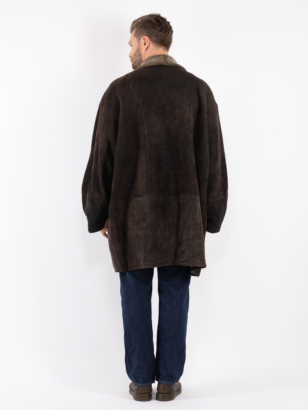 Vintage 90's Men Sheepskin Coat in Brown