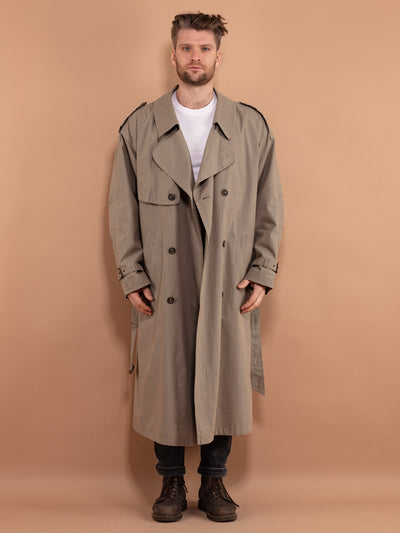 Oversized Trench Coat 90s, Size XL Vintage Trench Coat, Double Breasted Coat, Office Coat, Commuter Coat, Spring Coat,  Minimalist Outerwear