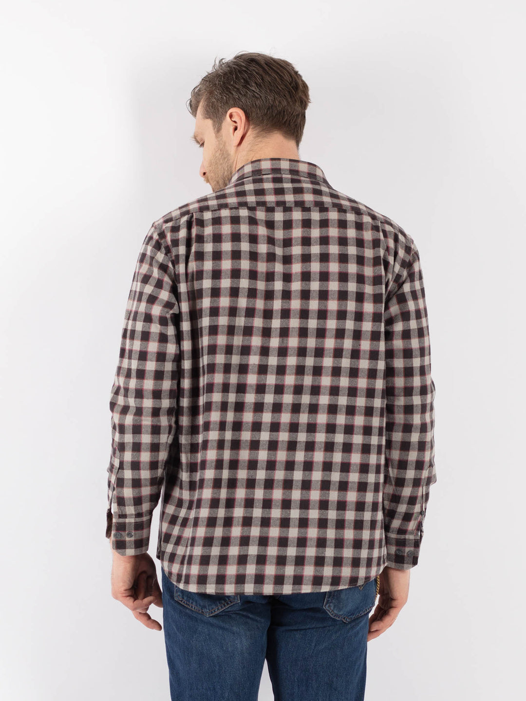 Vintage 90's Men Plaid Flannel Shirt in GrayZ1137