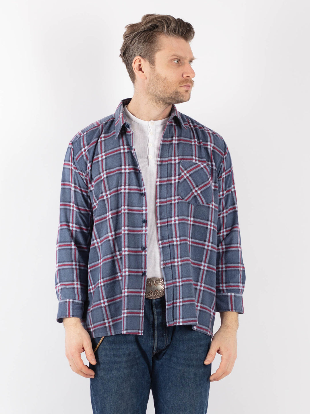 Vintage 90's Men Plaid Flannel Shirt in MultiZ1153