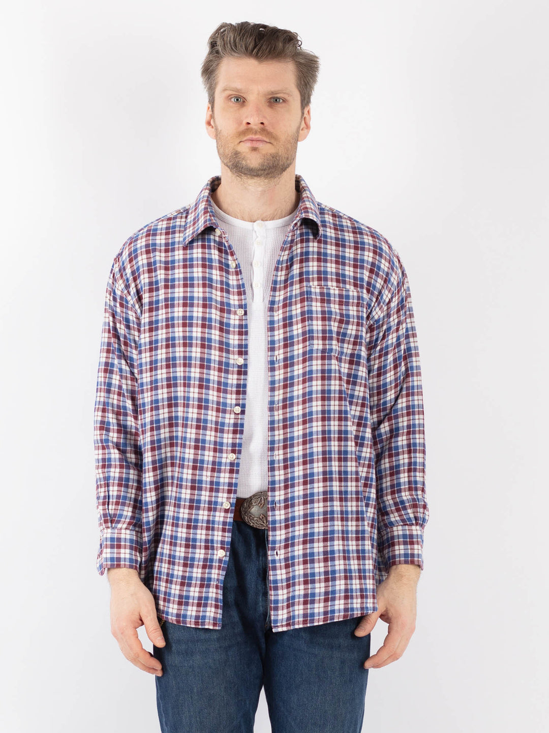 Vintage 90's Men Plaid Flannel Shirt in MultiZ1154