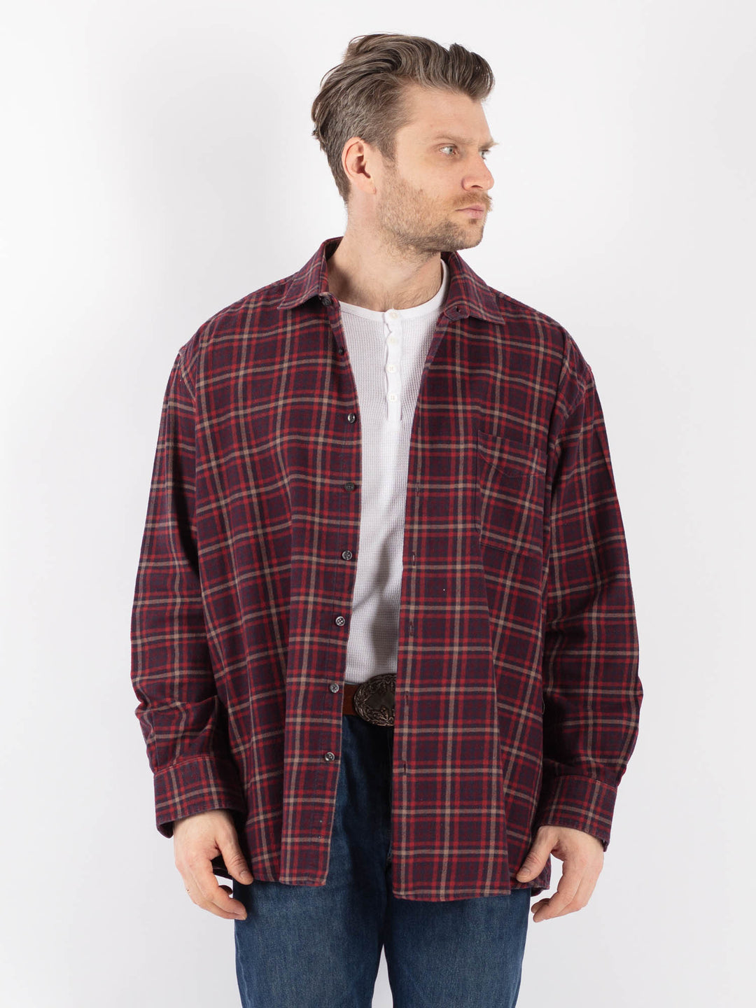 Vintage 90's Men Plaid Flannel Shirt in MultiZ1157