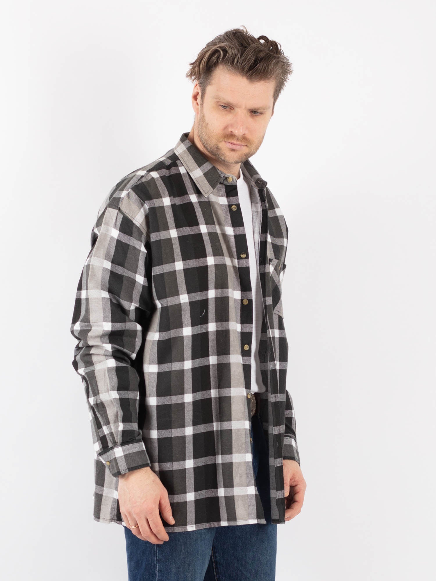 Online Vintage Store | Vintage 90's Men Plaid Flannel Shirt in