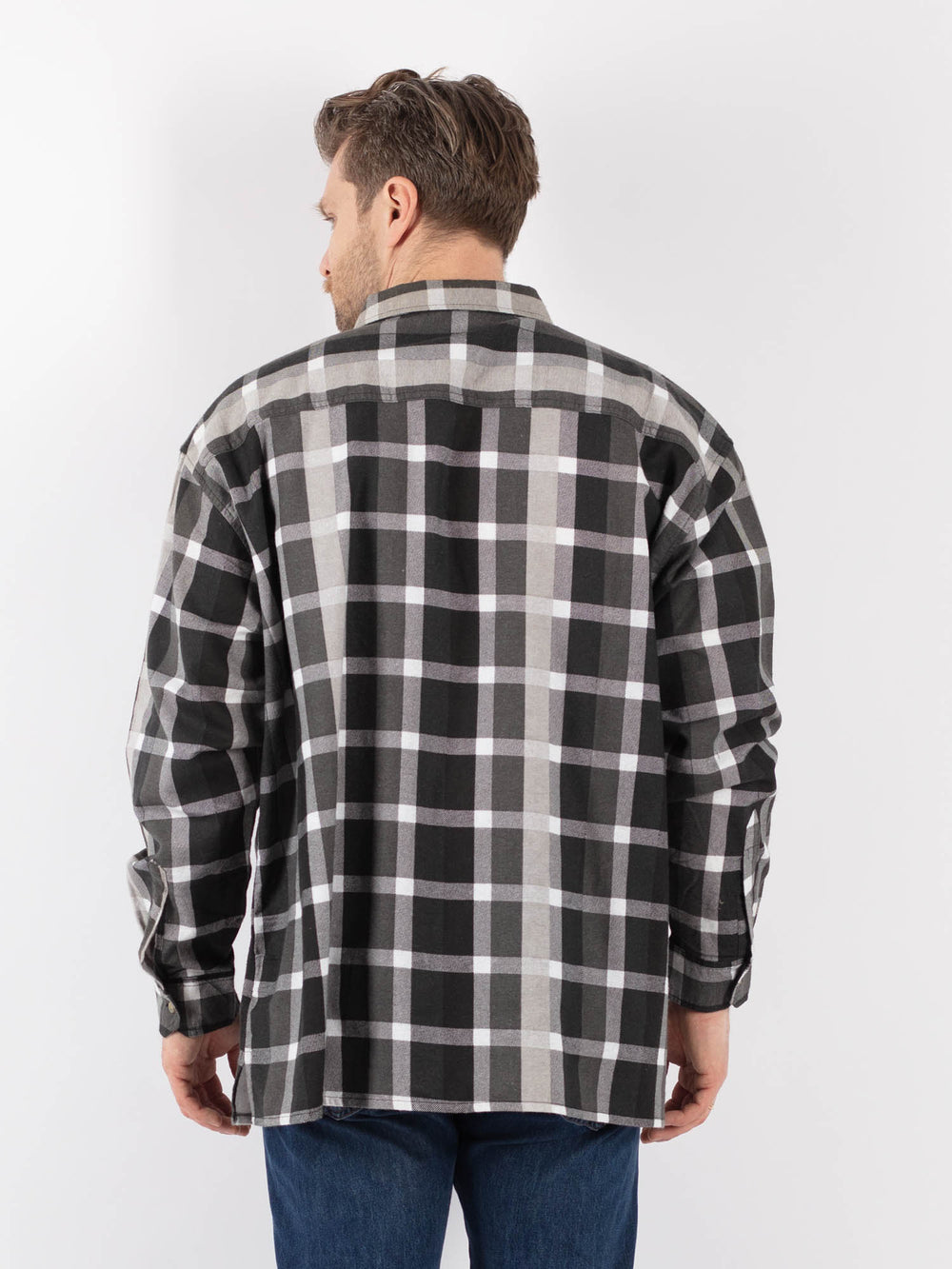 Vintage 90's Men Plaid Flannel Shirt in GrayZ1160